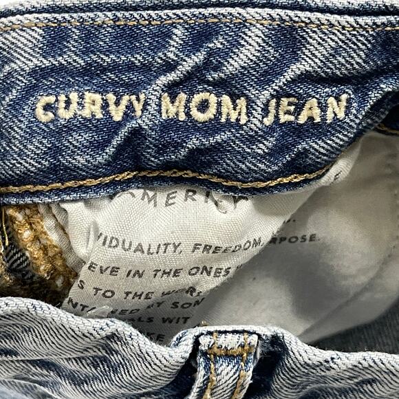 American Eagle Shorts Women Size 2 Medium Wash Curvy Mom Style DIY Cutoffs Jorts - Picture 4 of 10